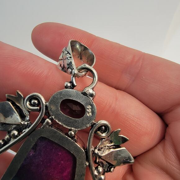 Necklace Pendants Handmade Jewelry Watermelon Tourmaline Amethyst Silver Pendant - Picture 8 of 10